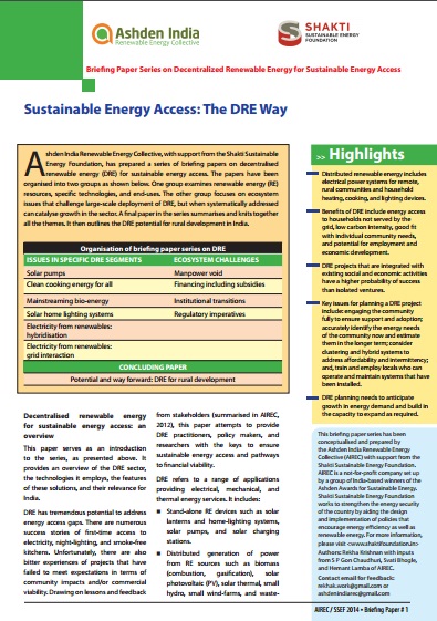 Paper 1 – Sustainable Energy Access: The DRE way