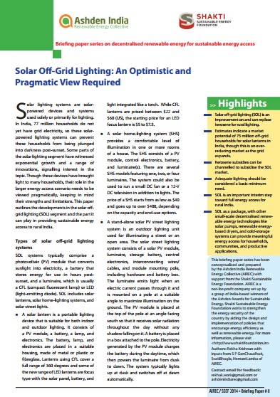 Paper 8 – Solar Off-Grid Lighting: An Optimistic and Pragmatic View Required