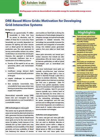 Paper 9 – DRE-Based Micro Grids: Motivation for Developing Grid-Interactive Systems