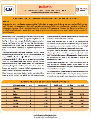 Technical Bulletin on Alternate Fuel Usage in Cement Kilns