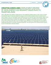 Creating Green Jobs: Employment Created by Kiran Energy’s 20 Megawatt Solar Plant in Rajasthan, India